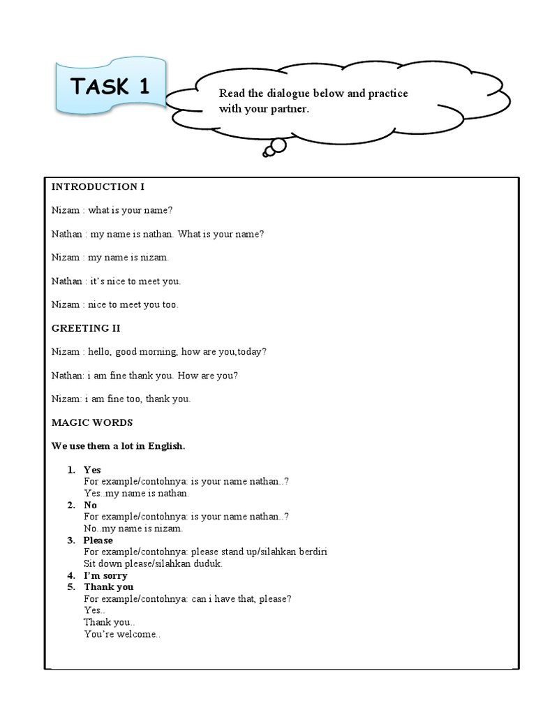 Dialogue Practice and Vocabulary Guide | PDF | Language Arts ...