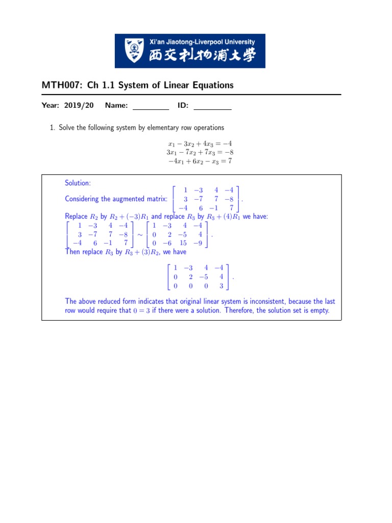 Solving Linear Equations with Matrices | PDF | System Of Linear ...