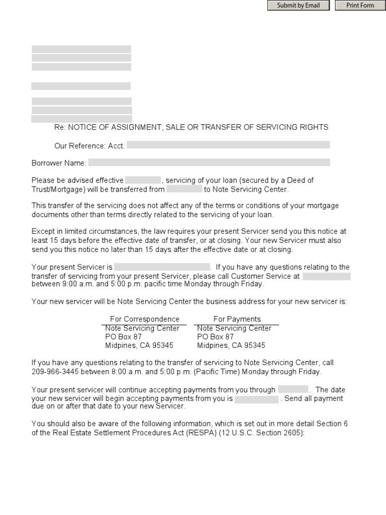 Transfer of assignment memo image