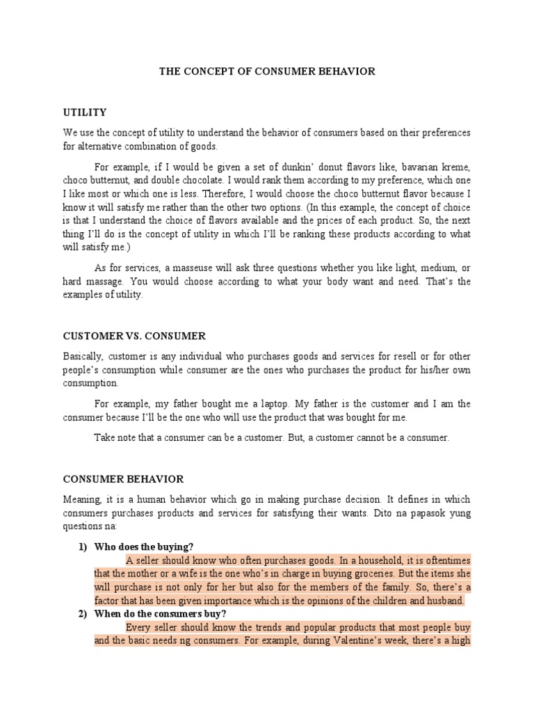 The Concept of Consumer Behavior | PDF