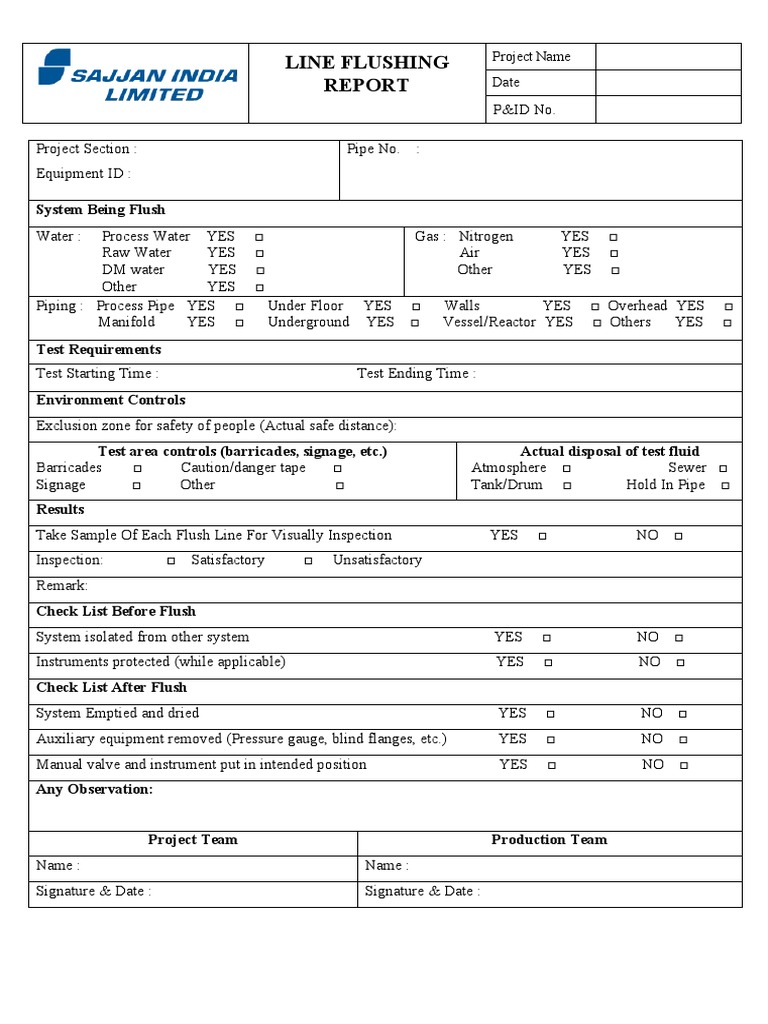 Line Flushing Report PDF