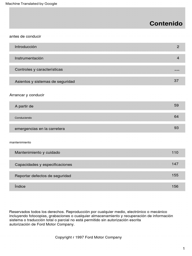 (FORD) Manual de Propietario Ford Ranger 1997 (ES) PDF