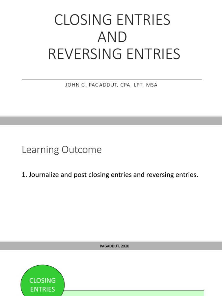 Closing and Reversing Journal Entries PDF Expense Revenue