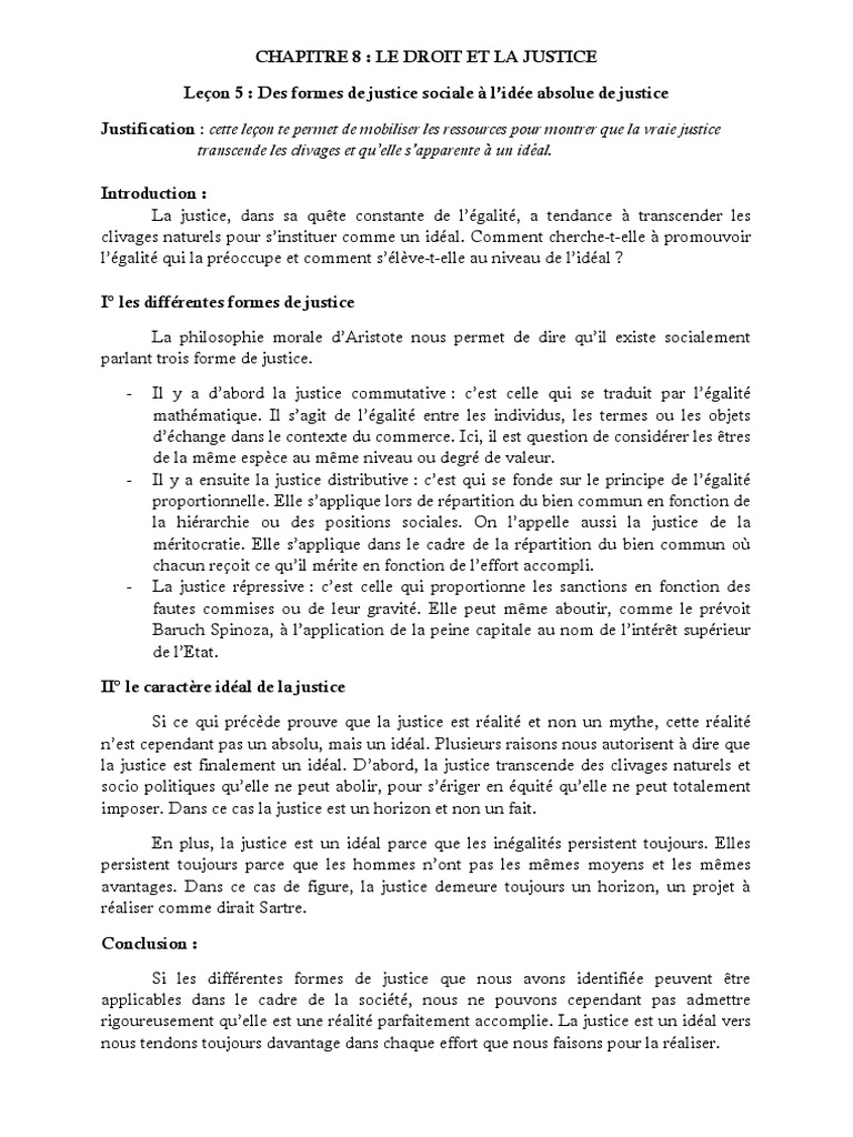 Les formes de justice selon Aristote | PDF | Justice | Crime et violence