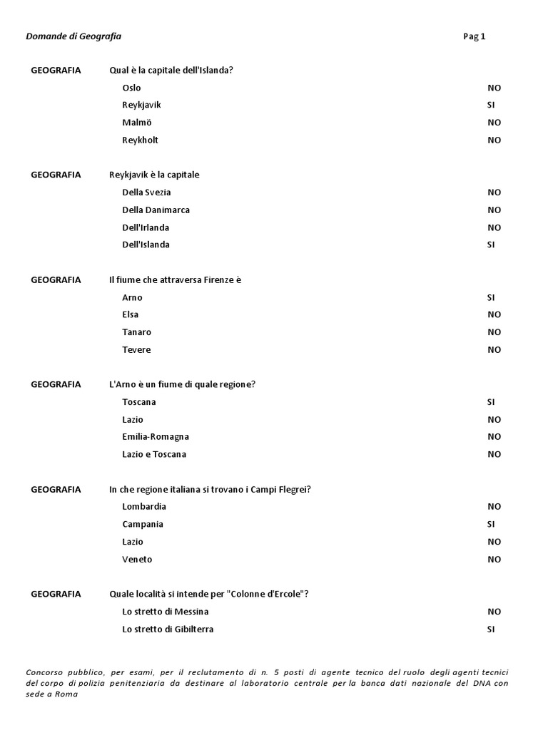 Concorso Agenti Tecnici Polizia Penitenziaria Banca Dati Geografia PDF
