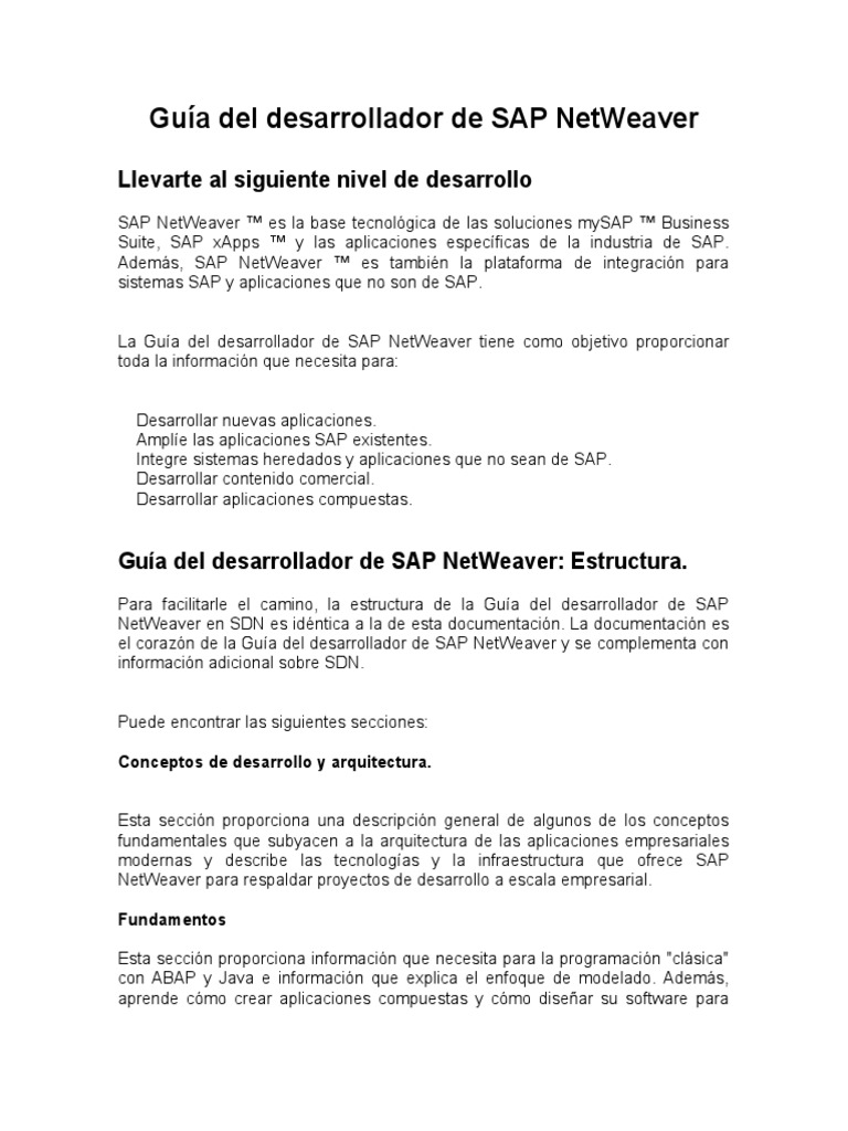 Guía Del Desarrollador de SAP NetWeaver | PDF | Arquitectura orientada ...
