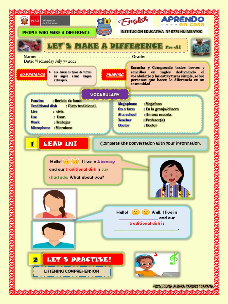 A3 - Let's Make A Difference 1ºy2° - English - Unit 04 | PDF