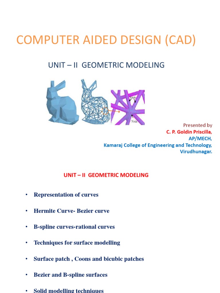 Computer Aided Design (Cad) Unit Ii Geometric Modeling PDF Geometric Shapes Geometry