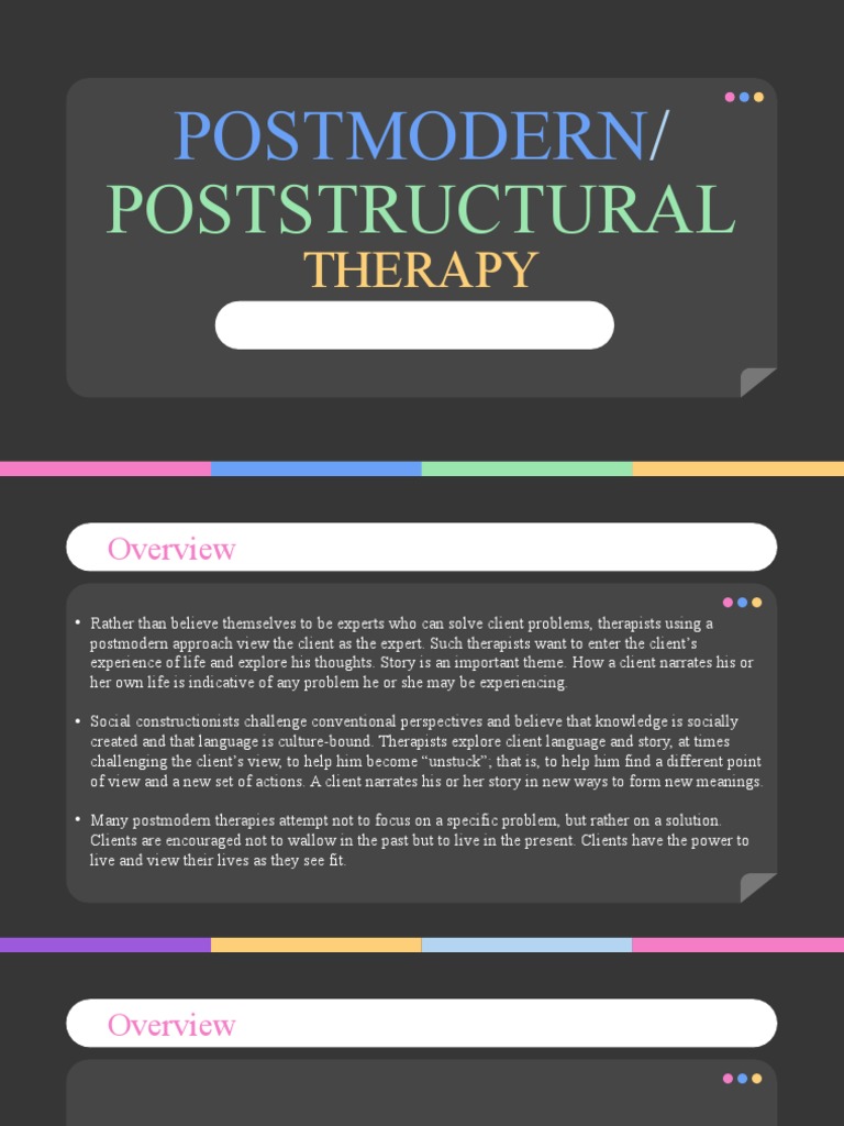 1 Postmodern Poststructural Therapy Overview Pdf Postmodernism 