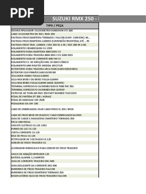 Peças Compatíveis Suzuki RMX 250 | PDF | Indústria automobilística