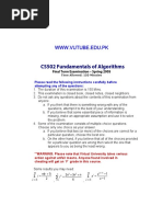 Fundamentals of Algorithms - CS502 Spring 2005 Final Term Paper