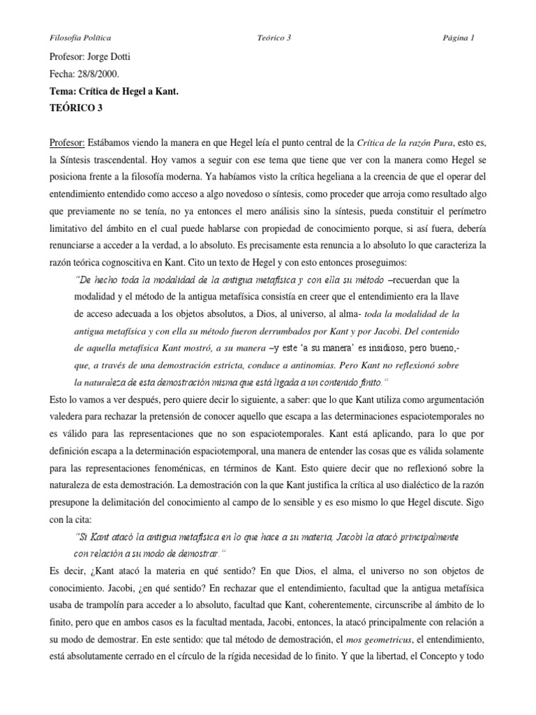3 Dotti Crítica De Hegel A Kant Descargar Gratis Pdf Immanuel Kant