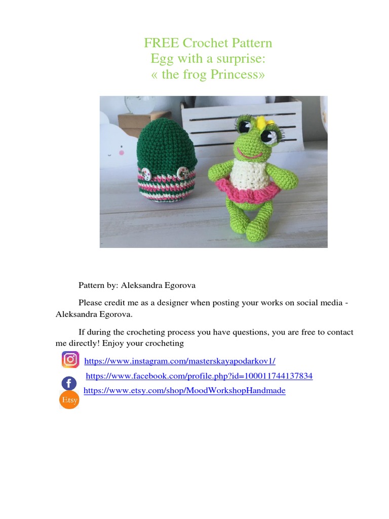 Free Frog Princess Crochet Pattern | PDF | Crochet | Decorative Arts
