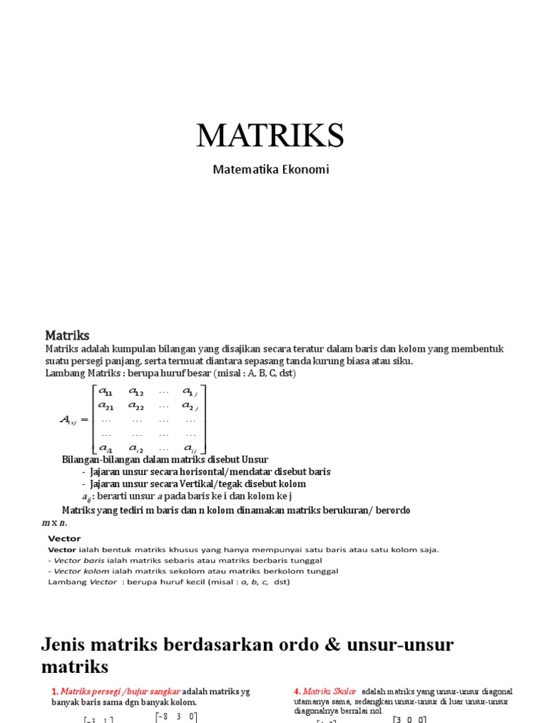 Matriks | PDF | Metode & Bahan Ajar