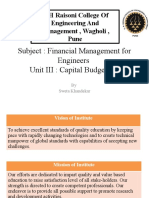 Subject: Financial Management For Engineers Unit III: Capital Budgeting