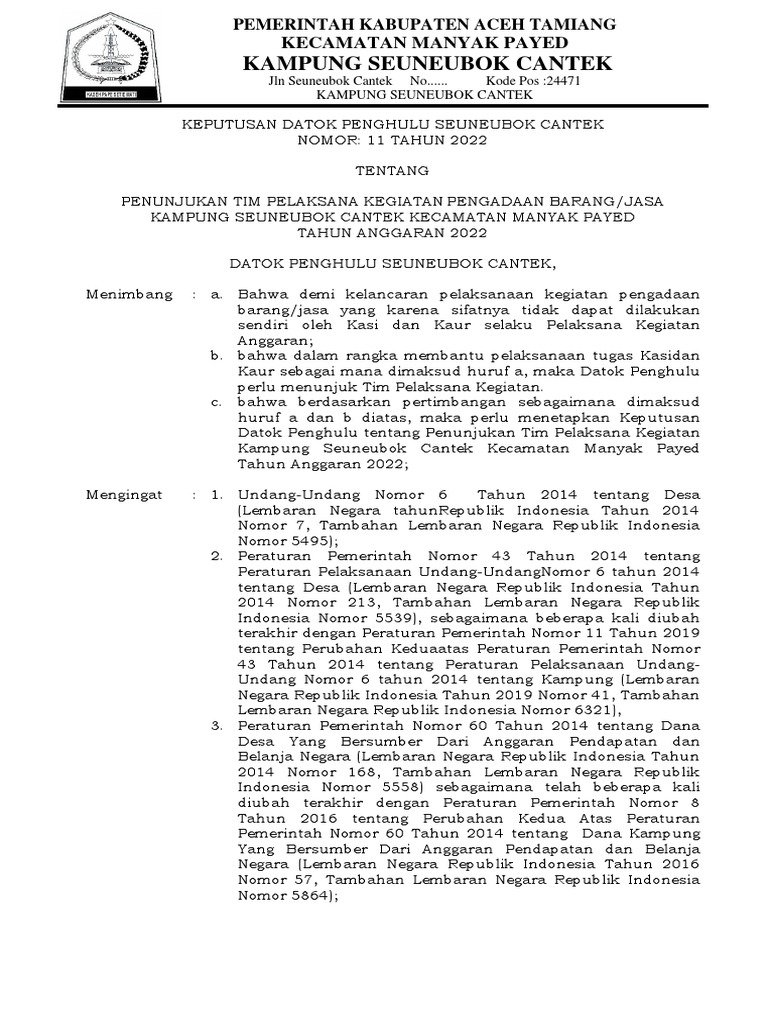 7.Sk TPK Pengadaan Barang Jasa | PDF