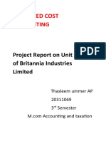 Advanced Cost Accounting Project