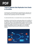 Tools To Optimize Data Replication From Oracle To Snowflake