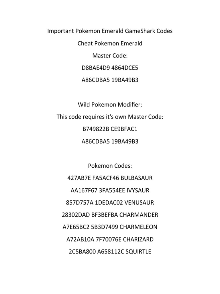 Cheat Pokemon | PDF | Pokémon | Video Games