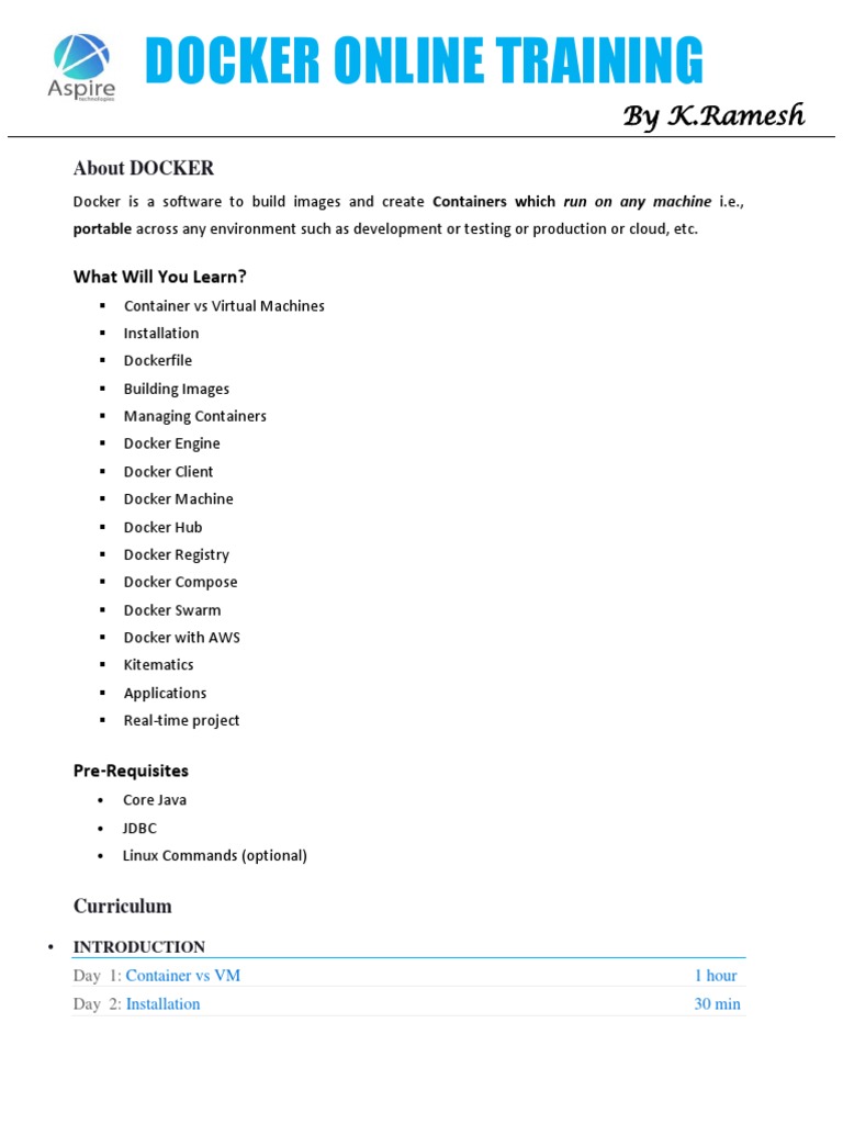 Docker Online Training Curriculum | PDF | Virtual Machine | Computer ...