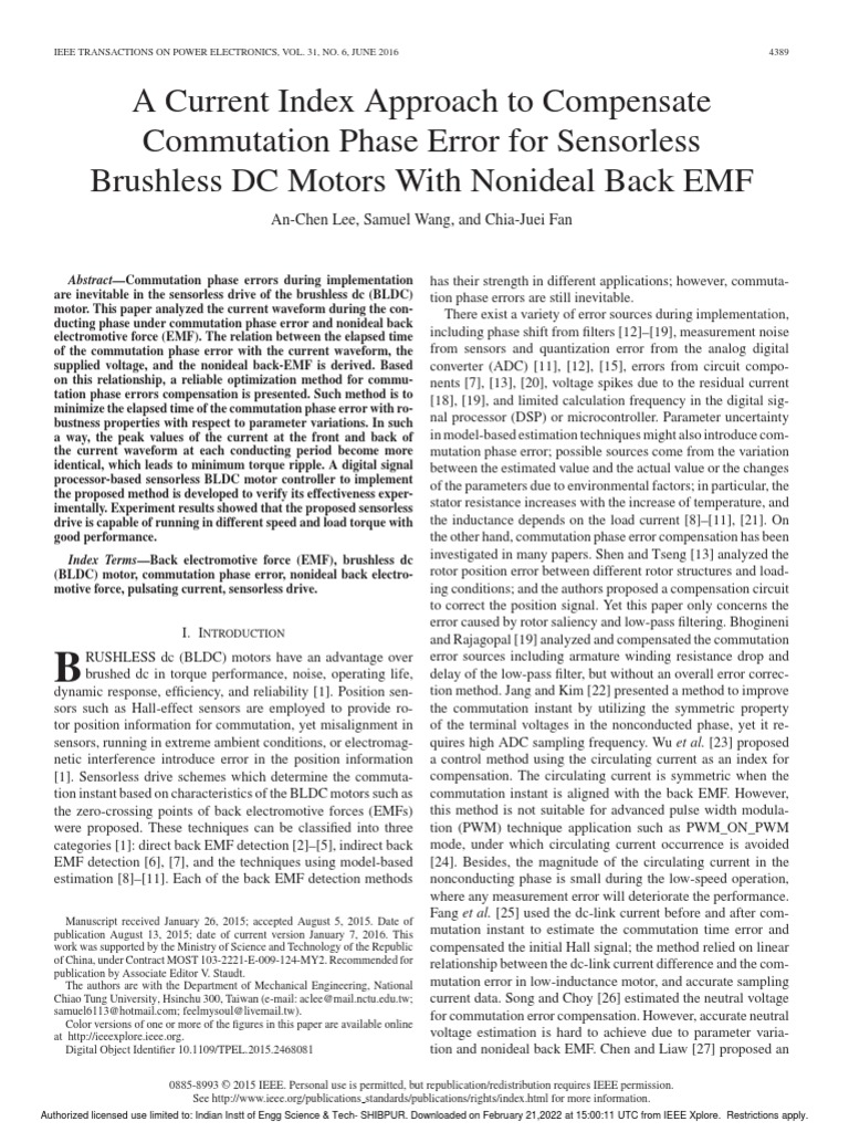 A Current Index Approach To Compensate Commutation Phase Error For ...
