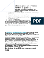 Pourquoi Mettre en Place Un Système de Management de La Qualité ?