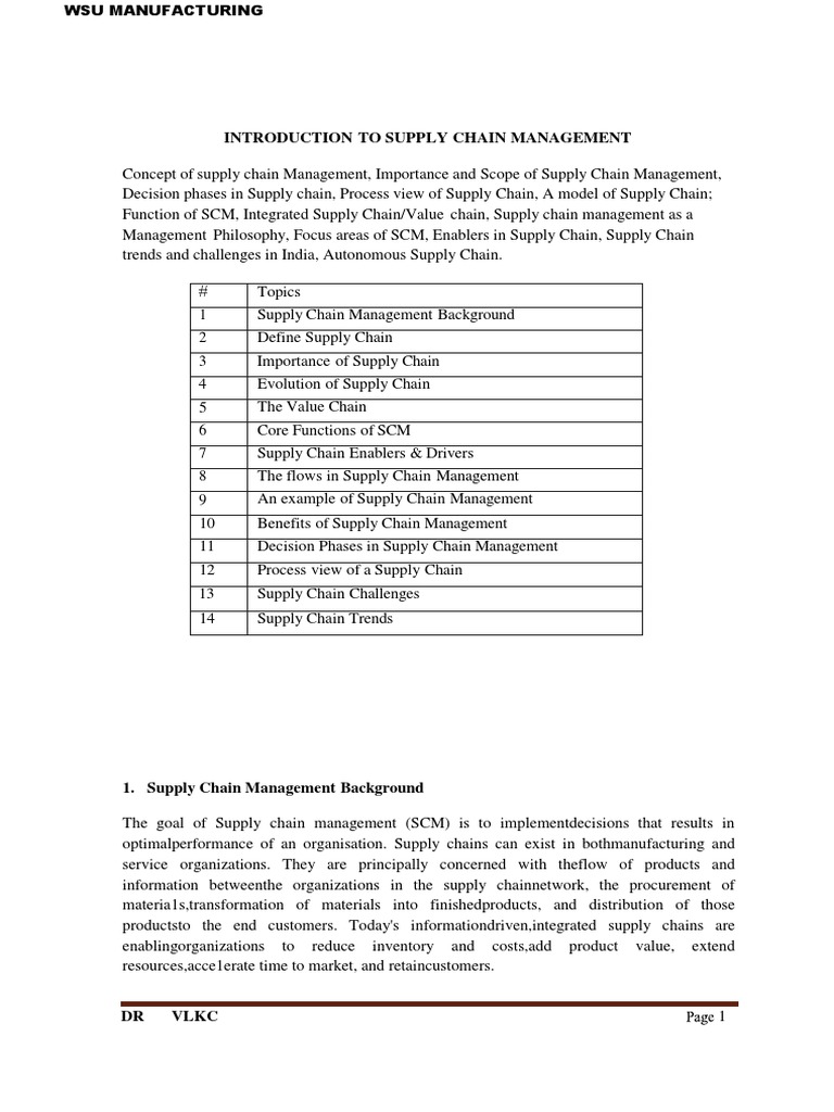Introduction to Supply Chain Management | PDF | Supply Chain Management ...