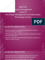 MISG 621 Project Management The Project Management and Information Technology Context