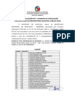 Lista de Divulgação Da 1° Chamada de Convocação (Processo Seletivo Preparatório Municipal Público 2022)