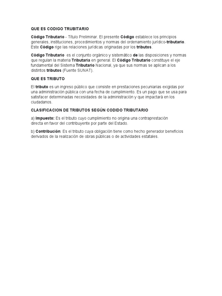 Definición y Clasificación de Tributos | PDF | Finanzas y dinero ...