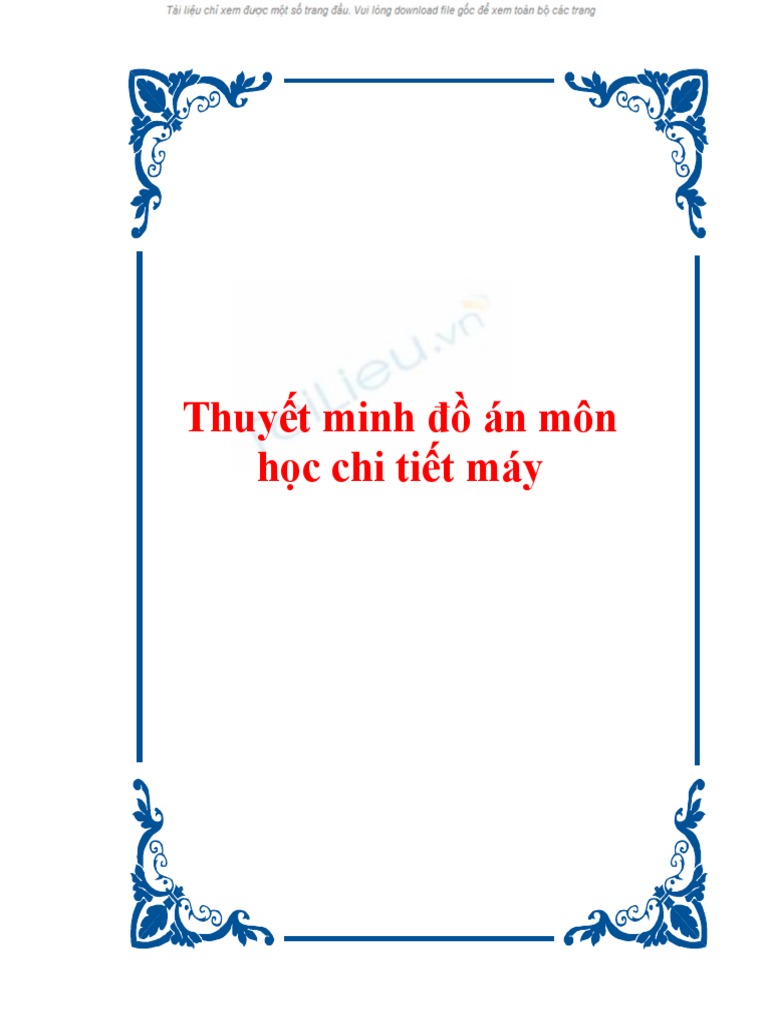 Tailieuxanh Thuyet Minh Do An Mon Hoc Chi Tiet May 217 | PDF
