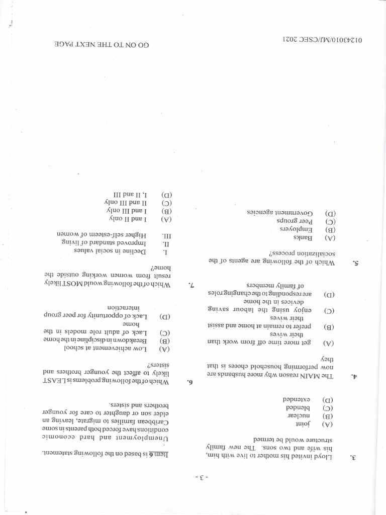 Social Studies Paper 1 July 2021 Pages 2 - 11 | PDF