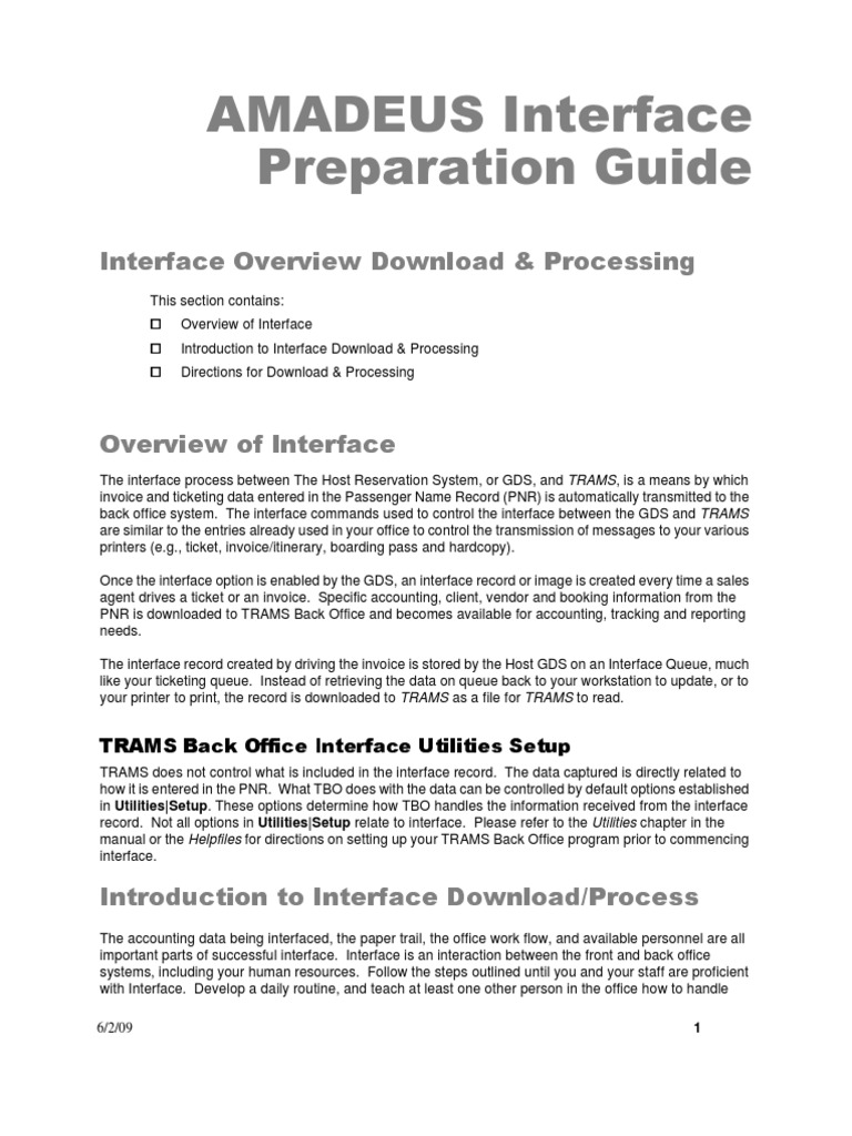 AMADEUS Interface Preparation Guide: Introduction To Interface Download ...