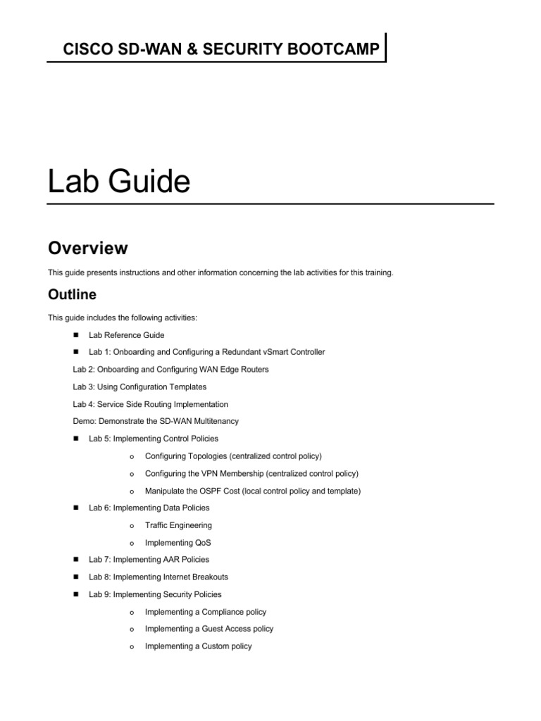 Cisco SD-WAN Lab Guide Overview | PDF | Virtual Private Network ...