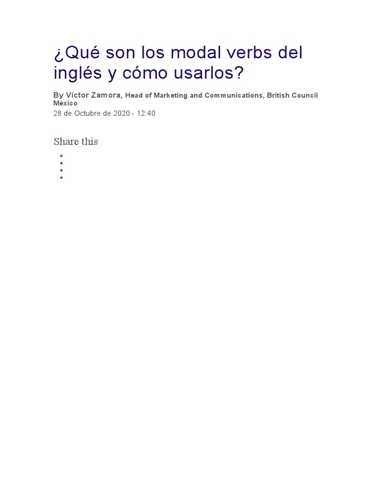 Uso de Verbos Modales en Inglés | PDF | Gramática inglesa | Semántica