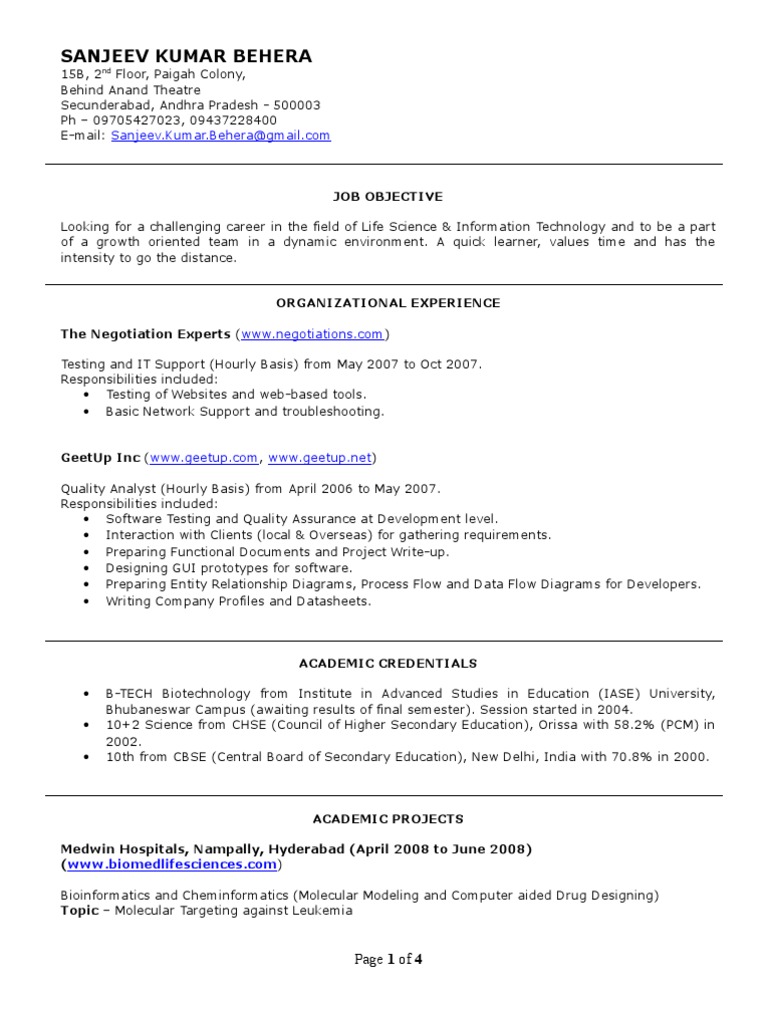 Resume Sanjeev FRESHER B - 1656877963