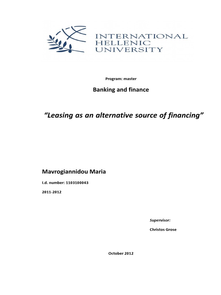 Mavrogiannidou Maria Leasing As An Alternative Source of Financing PDF