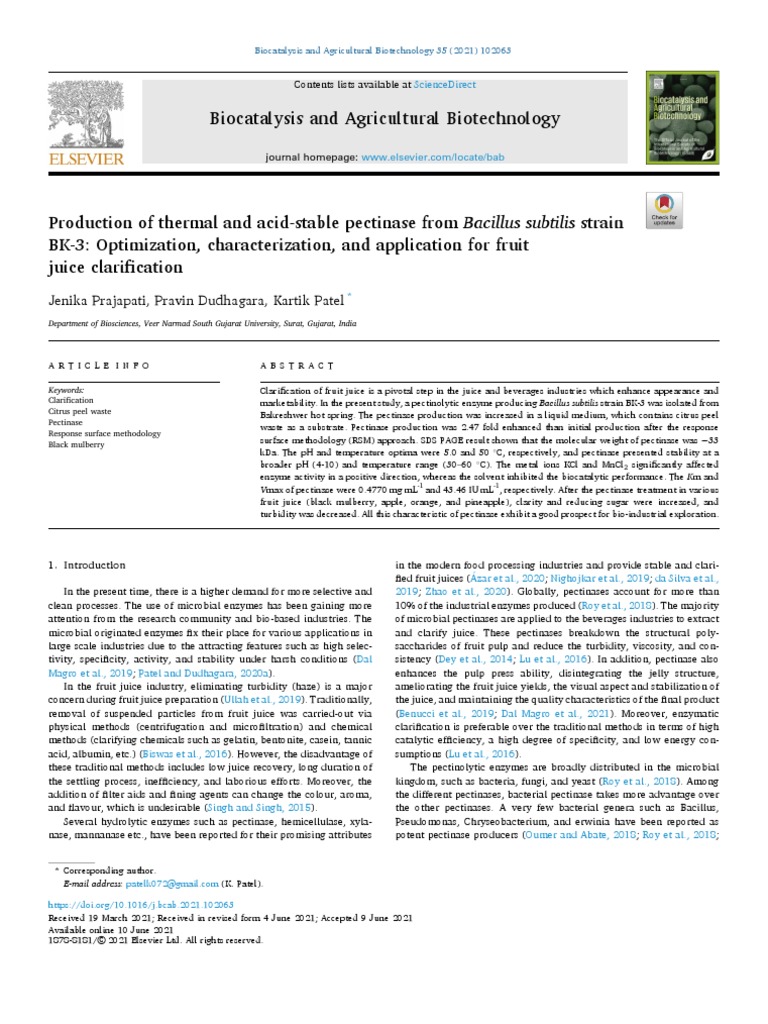 Biocatalysis and Agricultural Biotechnology Jenika Prajapati, Pravin