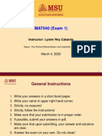 MAT040 (Exam 1) : Instructor: Lyster Rey Cabardo