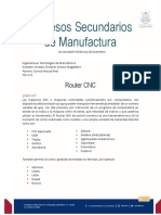 Procesos Secundarios de Manufactura: Router CNC