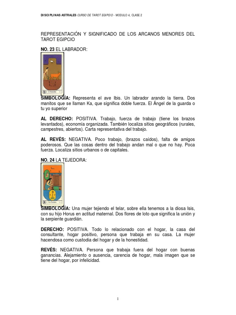 Arcanos Menores del Tarot Egipcio | PDF | Amor | Soledad