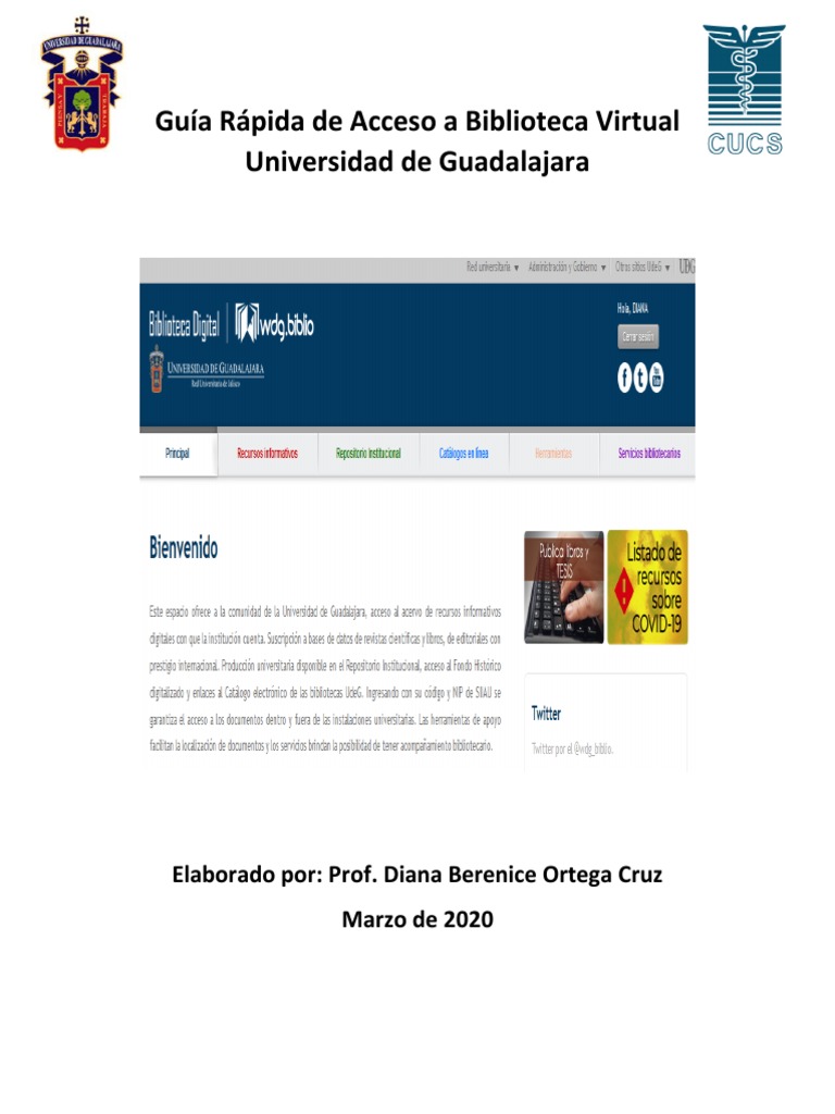 Guía Rápida de Acceso A Biblioteca Virtual Universidad de Guadalajara | PDF