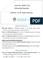 Course No.: Math 1213 Differential Equation Lecturer: Dr. M. Saifur Rahman