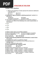 Multiple Choice Questions: Structure of The Atom