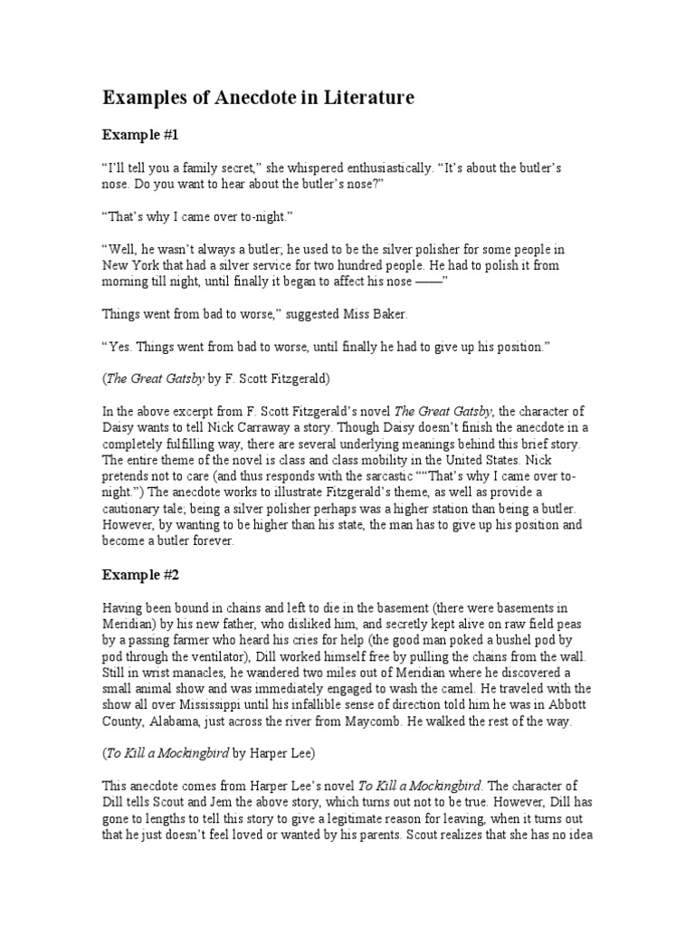Examples of Anecdote in Literature Example 1 PDF To Kill A