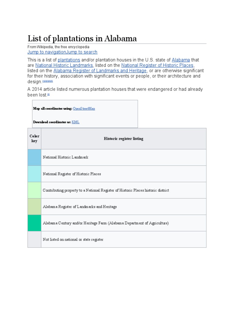 List of Plantations in Alabama PDF