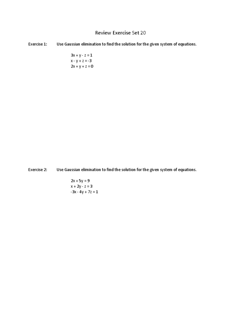 Gaussian Elimination Exercises | PDF | Mathematics | Mathematical Relations