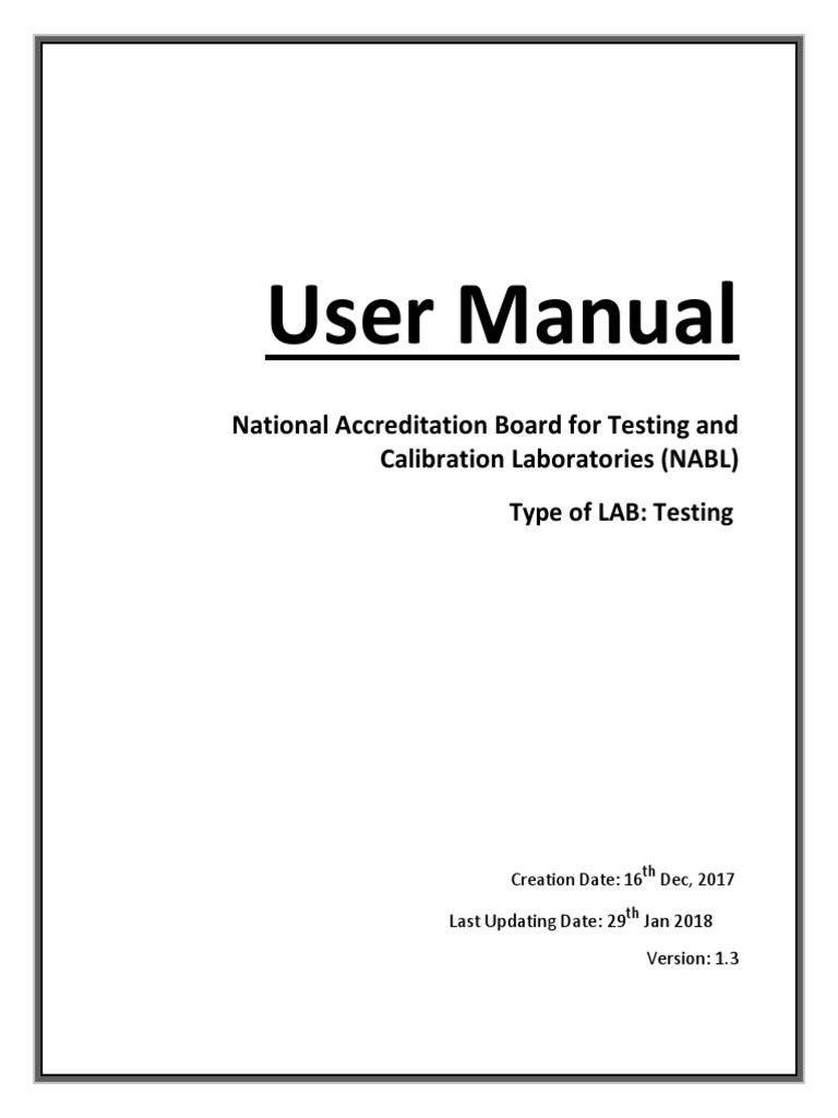 User Manual National Accreditation Board For Testing and Calibration