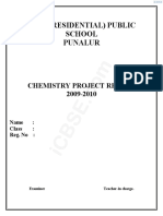 Toc H (Residential) Public School Punalur: Chemistry Project Report 2009-2010