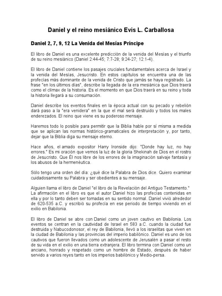 Resumen del libro de Daniel en la Biblia | PDF | Daniel (figura bíblica ...